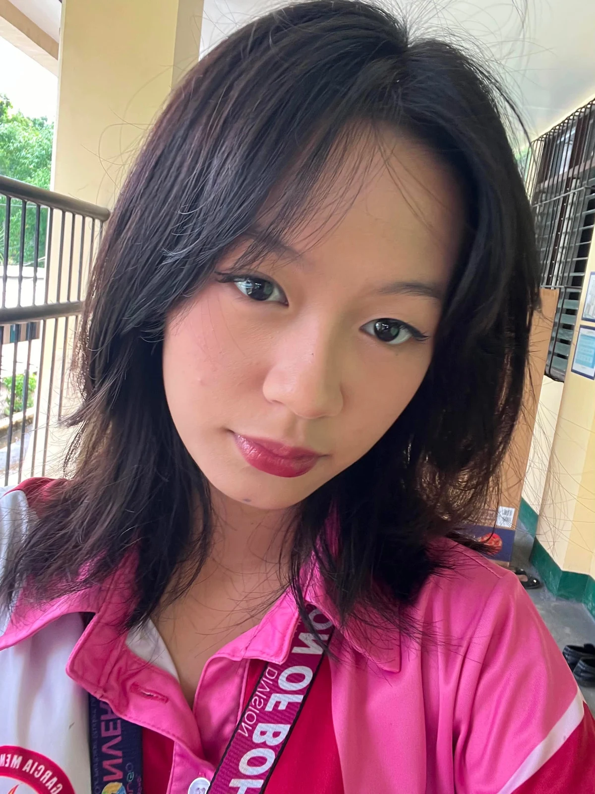 Gilly wearing pink